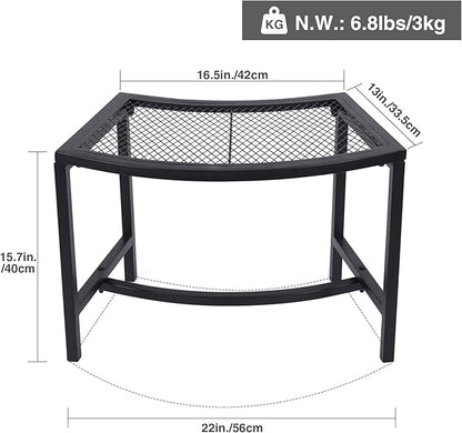 Metal Fire Pit Curved Bench, Backless Powder-Coated Mesh Outdoor Bench, Weatherproof Garden Chair Seating for Firepit Deck Patio Porch Yard, Black