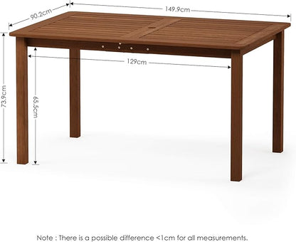 Furinno Tioman Outdoor Dining Table, Natural 35.5"D x 59.0"W x 29.0"H