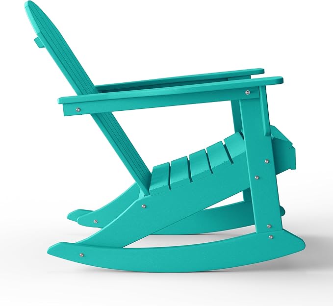 WestinTrends Malibu 2 Piece Set Outdoor/Patio Poly Adirondack Rocking Chairs (2 Seater), Turquoise