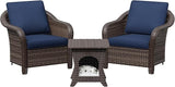 Patio PE Rattan Chairs Set of 2 with Cat Nest End Table - Photo 9