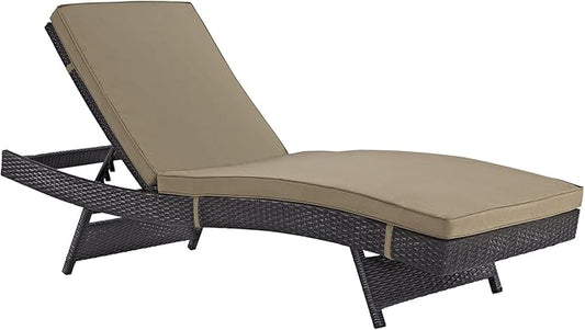 Modway Peer Outdoor Patio Chaise, Espresso Mocha