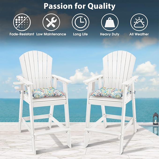 Sundale Outdoor Adirondack Bar Stool, Patio HDPE Bar Chair with Backrest - Photo 6