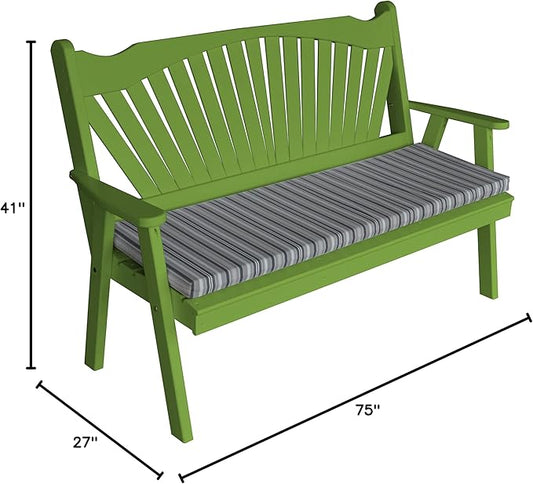 Furniture Barn USA Pine 6' Fanback Garden Bench, Lime Green