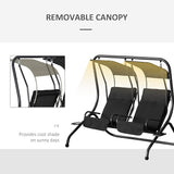 Outsunny Patio Swing Chair with 2 Separate Seats, Outdoor Swing Glider with Removable Canopy and Cup Holders, for Porch - Photo 6
