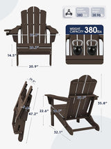 KINGYES Adjustable Folding Adirondack Chair Set of 2, 3-Position Reclining Adirondack Chairs with Cup Holder - Photo 2