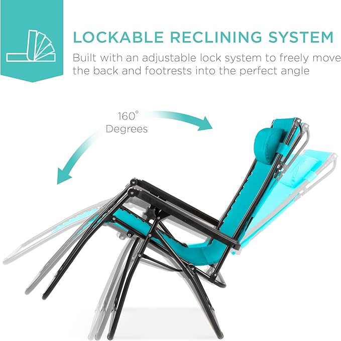 Best Choice Products Folding Zero Gravity Outdoor Recliner Patio Lounge Chair w/Adjustable Canopy Shade, Headrest - Photo 4