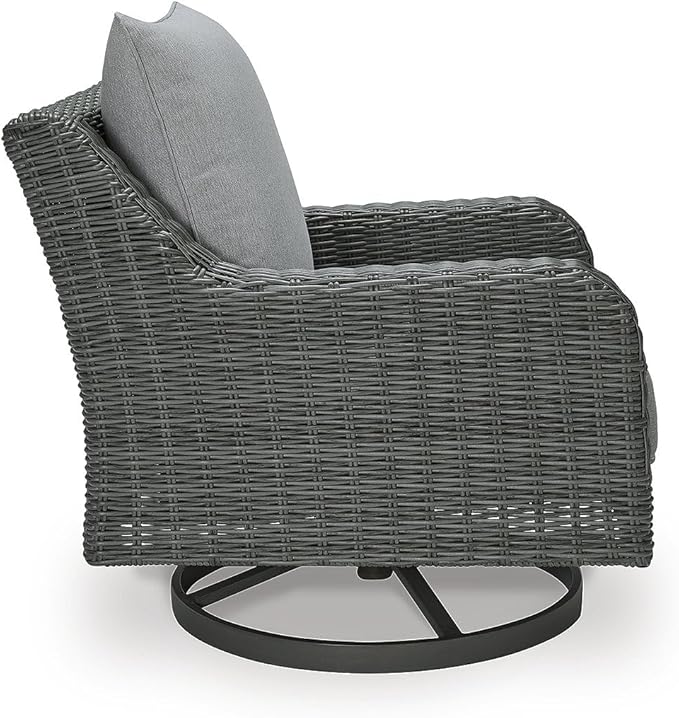 Signature Design by Ashley Elite Park Casual Outdoor Weather Resistant Rust-Proof Swivel Lounge with Removable Cushion, Gray