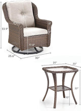 3 Piece Patio Swivel Chairs and Side Table Set - High Back Outdoor Brown Wicker Rattan Rocking Glider with Thick - Photo 3