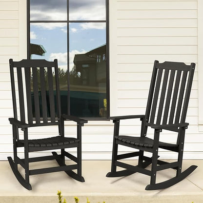 Outdoor Rocking Chair, Oversized All Weather High Back Porch Rocker, Patio Rockers for Outside