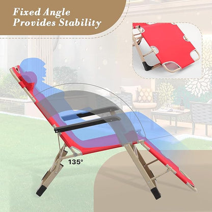Athena Collection Zero Gravity Outdoor Lounge Chair with Headrest, 26" Width Reclining Pool Lounge Lawn Chairs Recliner, Outdoor Chaise for Beach Patio Backyard Outside, Red