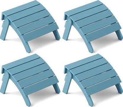 YEFU Adirondack Ottoman Set of 4, Adirondack Foot Rest, Patio Foot Rest, Folding Adirondack Footstool, Weather Resistant for Adirondack Chair, Widely Used for Outdoor, Porch, Backyard, Fire Pits-Blue