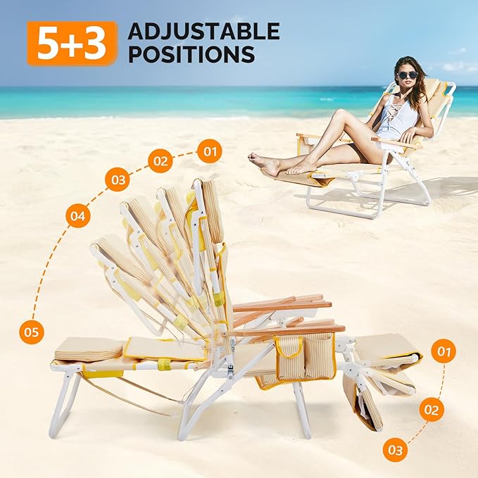 Bonnlo Deluxe 3-in-1 Beach Chair, Tanning Chair with Face Hole, Sunbathing Lounge Chair Outdoor, Adjustable Footrest - Photo 6