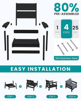 SERWALL HDPE Outdoor Furniture Set, 2 Piece All Weather Wood-Like Outdoor Sofa Sectional Couch - Photo 9