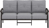 RoyalCraft Patio 3 Seats Sofa, All-Weather Outdoor Couch, Patio Furniture Sofa,Khaki Metal Furniture with Gray Cushions - Photo 7
