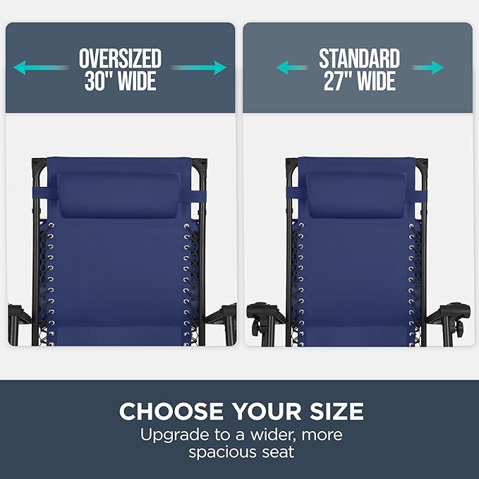 Best Choice Products 30” Wide Folding Zero Gravity Outdoor Recliner Patio Lounge Chair w/Adjustable Canopy Shade - Photo 4