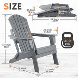 FUNBERRY Folding Adirondack Chair Set of 4, All Weather HDPE Fire Pit Chairs with Cup Holder for Outdoor - Photo 3