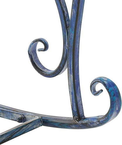SAFAVIEH Outdoor Collection Medrano Victorian Mossy Blue Wrought Iron Rocking Chair