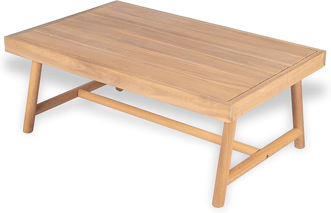 GDFStudio 35.5" Outdoor Acacia Wood Round Coffee Table Rustic Patio Coffee Table for Balcony Backyard Lawn Garden Seating Area, Teak