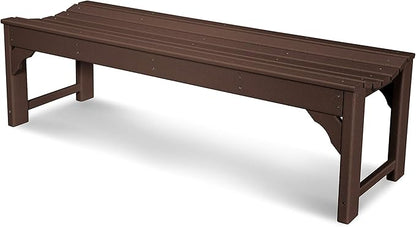 POLYWOOD BAB160MA Traditional Garden 60" Backless Bench, Mahogany