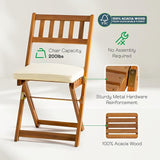 IDZO Serene Bistro Set – 2-Piece Foldable Acacia Wood Chairs with Cushions, FSC-Certified Durable Construction - Photo 3