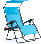 Goplus Zero Gravity Chairs, X-Large Folding Lounge Lawn Chair w/Canopy Shade & Cup Holder - Photo 1