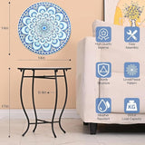Round Side Table, 14” Patio Accent Weather Resistant Metal Side Table for Livingroom Patio Balcony Yard Porch Garden - Photo 3