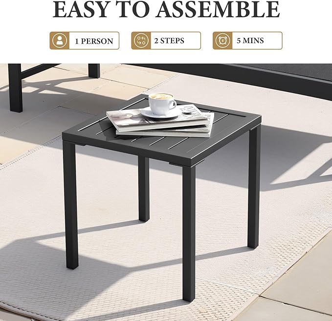 Crestlive Products Aluminum Outdoor Side Table Set of 2, Pool Lounge Chair Side Table - Photo 6