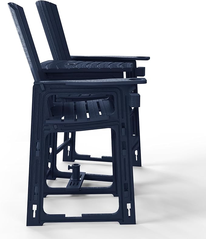 WestinTrends Azura Outdoor Tall Adirondack Chairs with Connecting Table Tray (Set of 2), Navy Blue