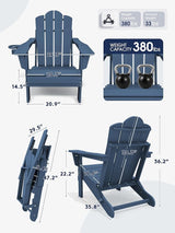 KINGYES Adjustable Folding Adirondack Chairs Set of 2, 3-Position Reclining Adirondack Chair with Cup Holder - Photo 3