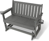 Poly Lumber Patio Glider, HIPS Material Weather-Resistant Swing Bench for Outdoor Porch Garden, Gray - Photo 1