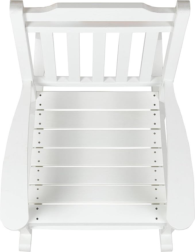 Flash Furniture Winston Set of 2 Rocking Chairs with Side Table - White Poly Resin - Weather Resistant