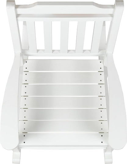 Flash Furniture Winston Set of 2 Rocking Chairs with Side Table - White Poly Resin - Weather Resistant