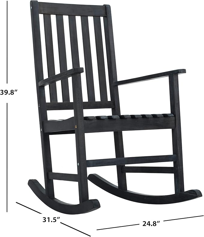 SAFAVIEH PAT6707K Outdoor Collection Barstow Dark Slate Gray Rocking Chair