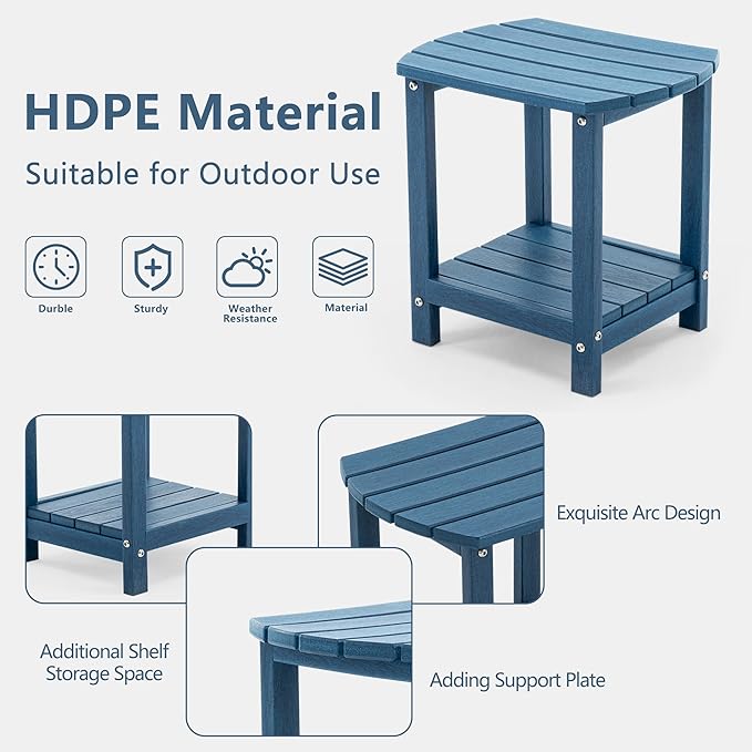 4 Chairs & 2 Tables Folding Adirondack Chair Set with Side Table – HDPE Weatherproof Outdoor Patio Chairs with - Photo 5