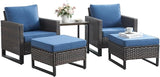 Rilyson Wicker Outdoor Patio Furniture Set - 5 Piece Patio Conversation Set with 2 Wicker Armrest Chairs - Photo 7