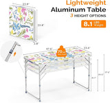 VINGLI 4FT White Folding Table with Carrying Handle Height Adjustable Lightweight Fold Up Portable for Indoor Outdoor - Photo 2