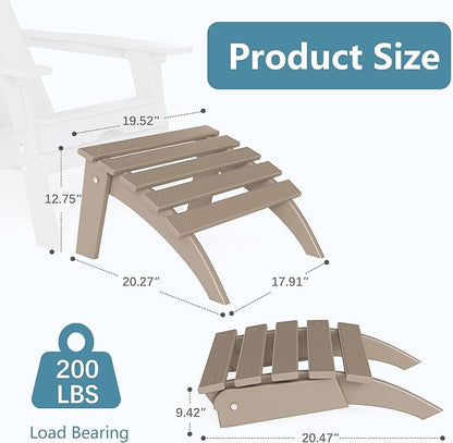 Adirondack Ottoman, Folding Adirondack Ottoman for Adirondack Chair, HDPE All Weather Outdoor Footstool for Patio, Backyard, Porch, Garden, Brown