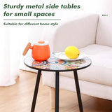 1 Pack Metal Outdoor Side Table Small Outside Round End Table for Patio Modern Accent Garden Corner Table for Small - Photo 4