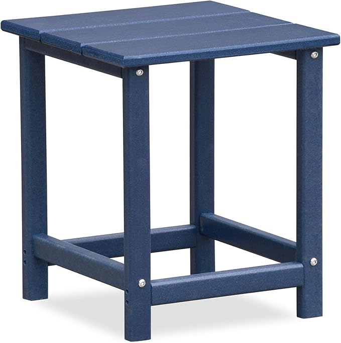Outdoor Furniture 3 Piece Folding Adirondack Chairs Set of 2 and Patio Table,Plastic Patio Firepit Chair with Cup Holder& High Backrest, Adirondack Chair for Outdoor, Patio, Garden, Beach(Navy Blue-3)