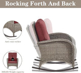 Belord 5 Piece Patio Rocking Chairs Furniture Set - Outdoor Wicker Furniture with Ottomans and Side Table - Photo 4