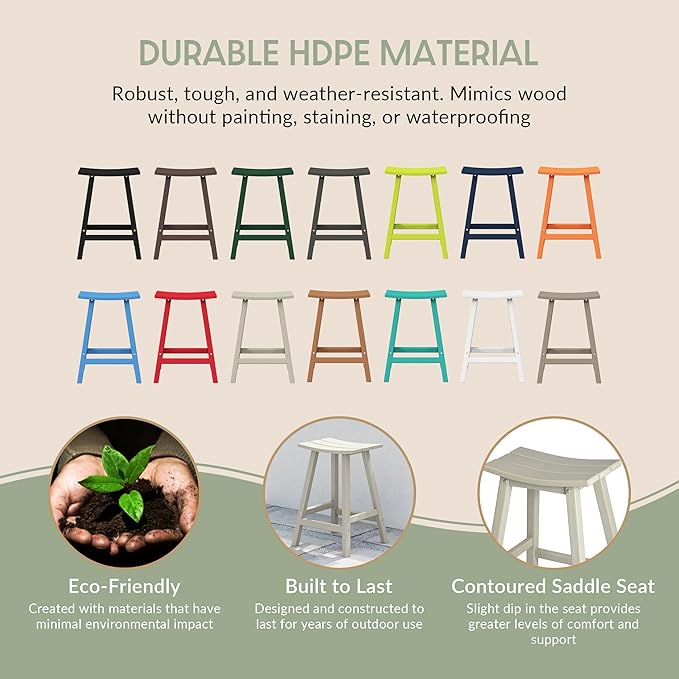 WestinTrends Malibu 2 Piece Set of 24 Height Outdoor/Patio Saddle bar stools, Sand - Photo 5