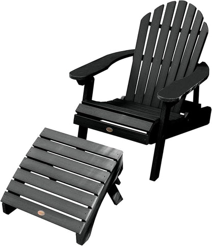 highwood AD-KITCHL1-BKE Hamilton Folding & Reclining Adirondack Chair with Ottoman, Black