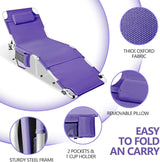 Tanning Chair with Face Hole, Adjustable Folding Chaise Lounge Chairs for Outside with Detachable Pillow & - Photo 3