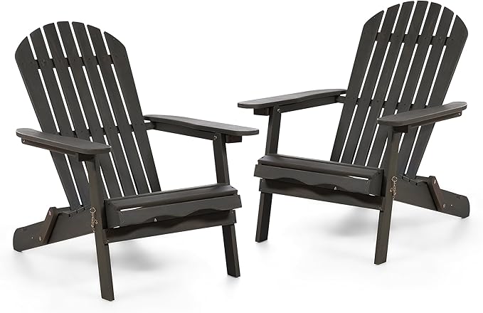 Greemotion Set of 2 Elk 34 in. W All Weather Outdoor Patio Eucalyptus Wood Adirondack Chair Solid Wood for Outdoor Fire Pit, Deck, Beach, Garden, Campfire Chairs, Weather Resistant, Weathered Gray