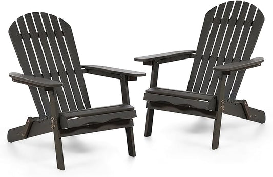 Greemotion Set of 2 Elk 34 in. W All Weather Outdoor Patio Eucalyptus Wood Adirondack Chair Solid Wood for Outdoor Fire Pit, Deck, Beach, Garden, Campfire Chairs, Weather Resistant, Weathered Gray
