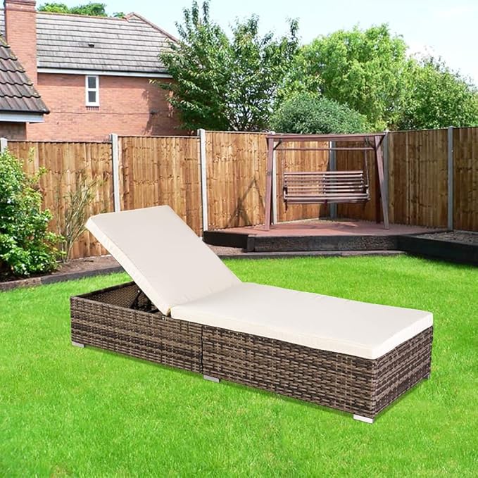 Gray Outdoor Chaise Lounge,Pool Lounge Chairs,Patio Recliner,Outdoor Chaise Lounge Adjustable Sunbathing Recliner for Poolside Beach Outside Patio Chaise Lounger 194 x 70 x 32CM