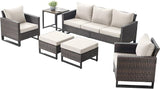 Rilyson Wicker Outdoor Patio Furniture Set - 6 Piece Patio Conversation Set with 2 Armrest Chairs, 2 Rattan Ottoman - Photo 2
