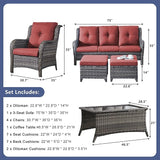 Rilyson Wicker Patio Furniture Chairs Set - 8 Piece Rattan Outdoor Patio Sectional Conversation Sets with Sofa - Photo 2