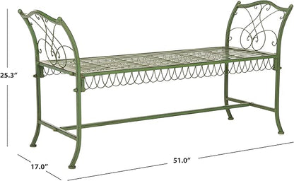 Safavieh Outdoor Collection Jovanna Antique Green 2 Seat Bench