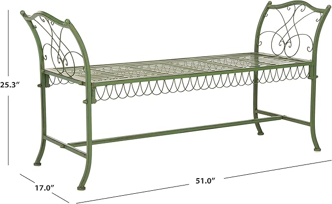 Safavieh Outdoor Collection Jovanna Antique Green 2 Seat Bench